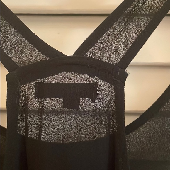 Storm Black and Gray Razor Back Abstract Design Sheer High Lo Tank Top Overlay - Picture 9 of 10